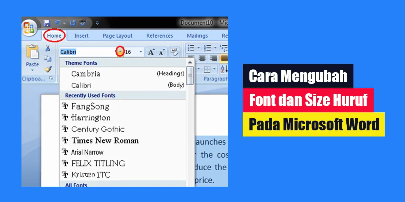 Bagaimana Cara Mengubah Font Dan Size Huruf Pada Microsoft Word